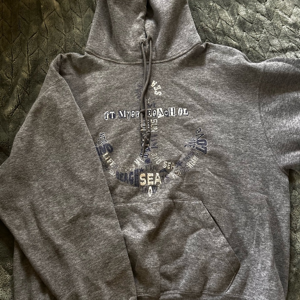 Gray Hoodie with Graphic Print
